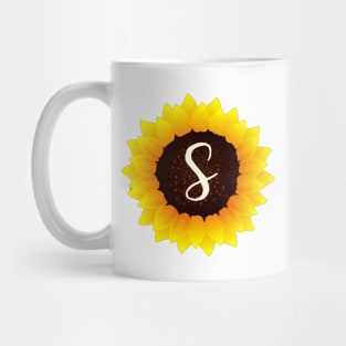 Floral Monogram S Bright Yellow Sunflower Mug